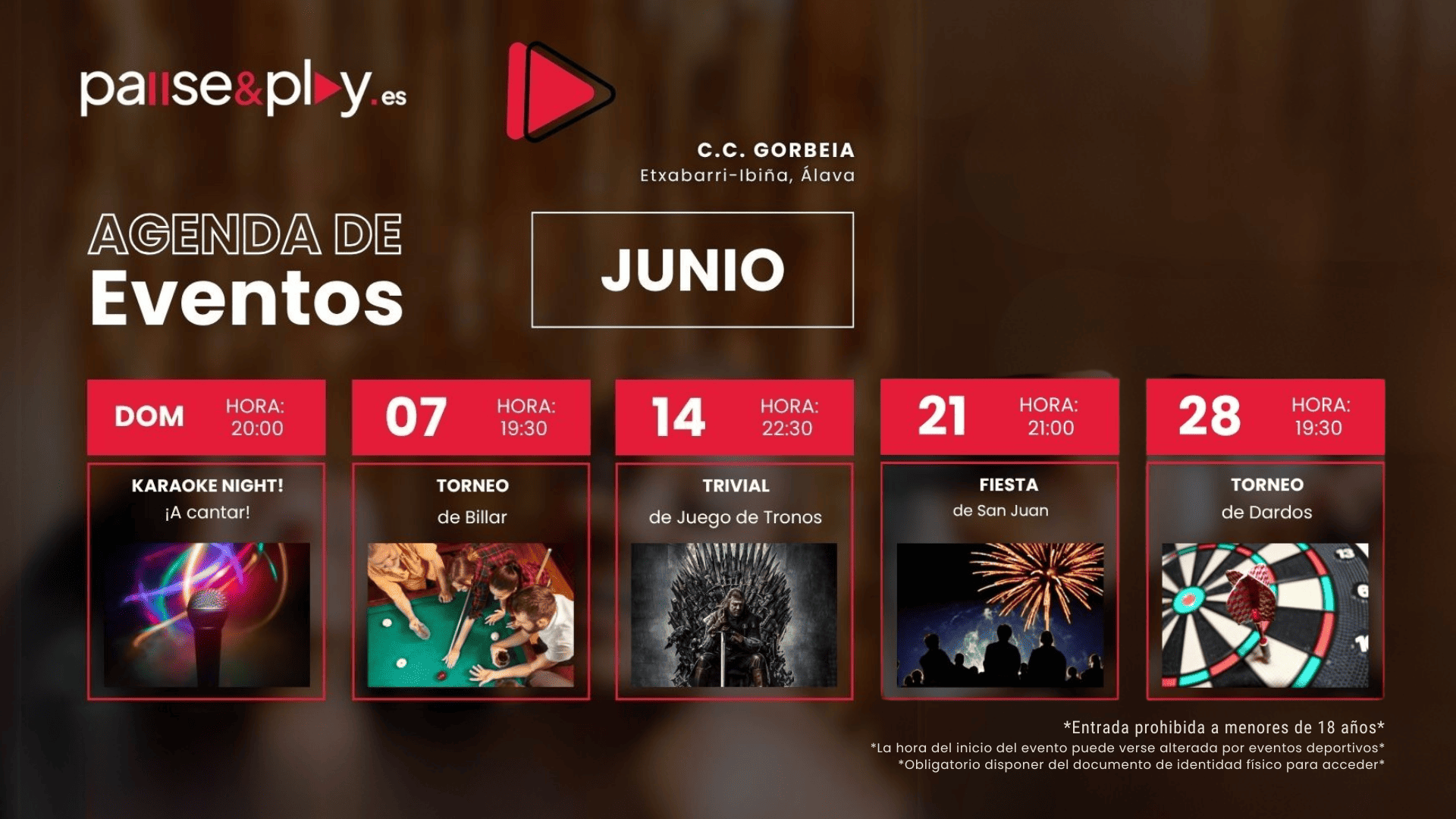 Pause&Play eventos Junio